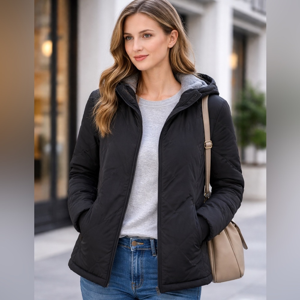❄️Athleta Girl Black Hooded Jacket | Size XXL (16/18) | Lined & Warm